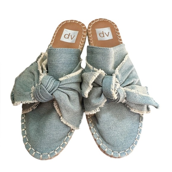 Dolce Vita DV Blue Denim Knotted Bow Espadrille Slide Slip On Women's Size 7.5​​ - Picture 2 of 10